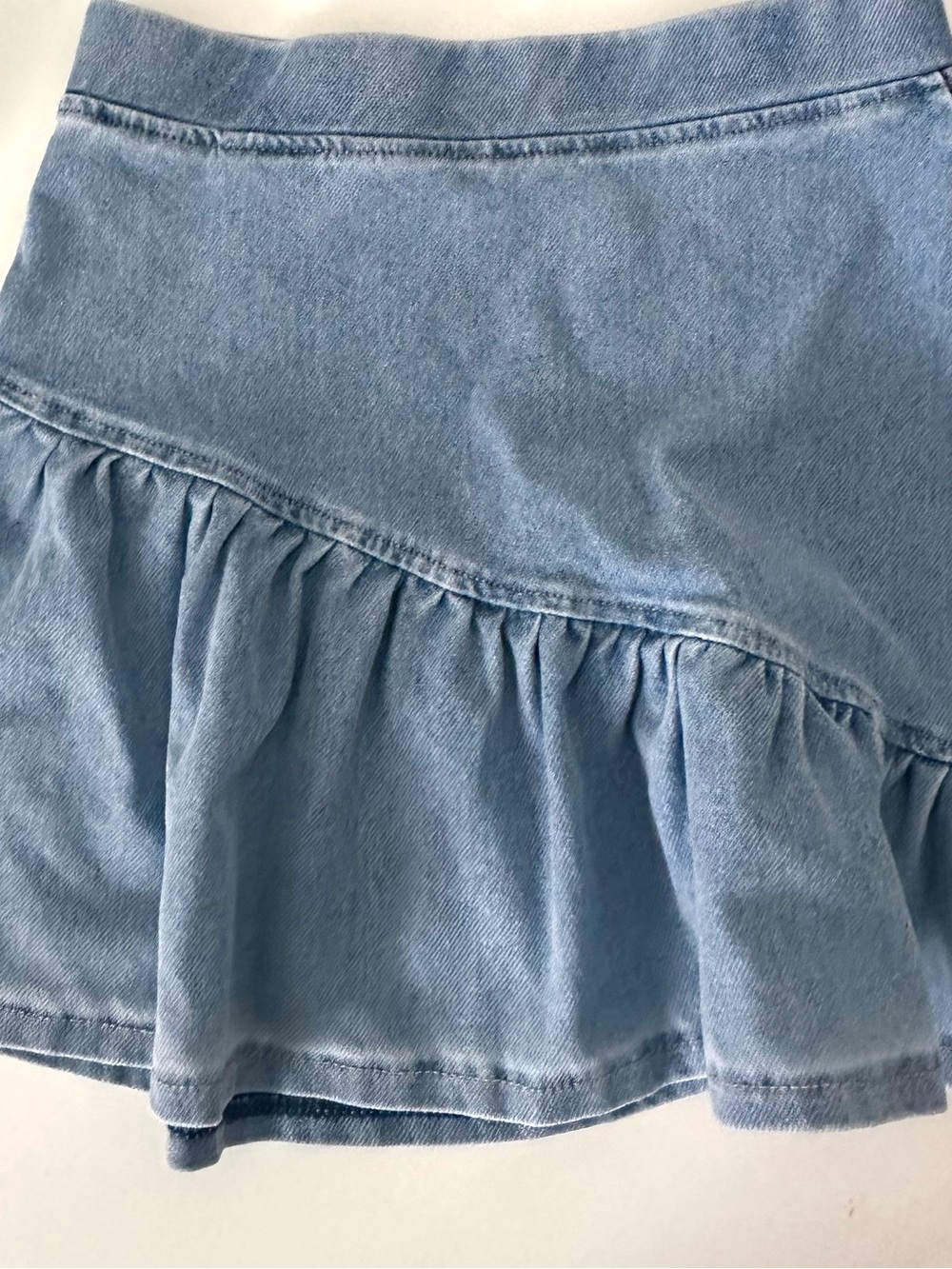 H&M Light Blue Denim Mini Skirt with Ruffle Hem